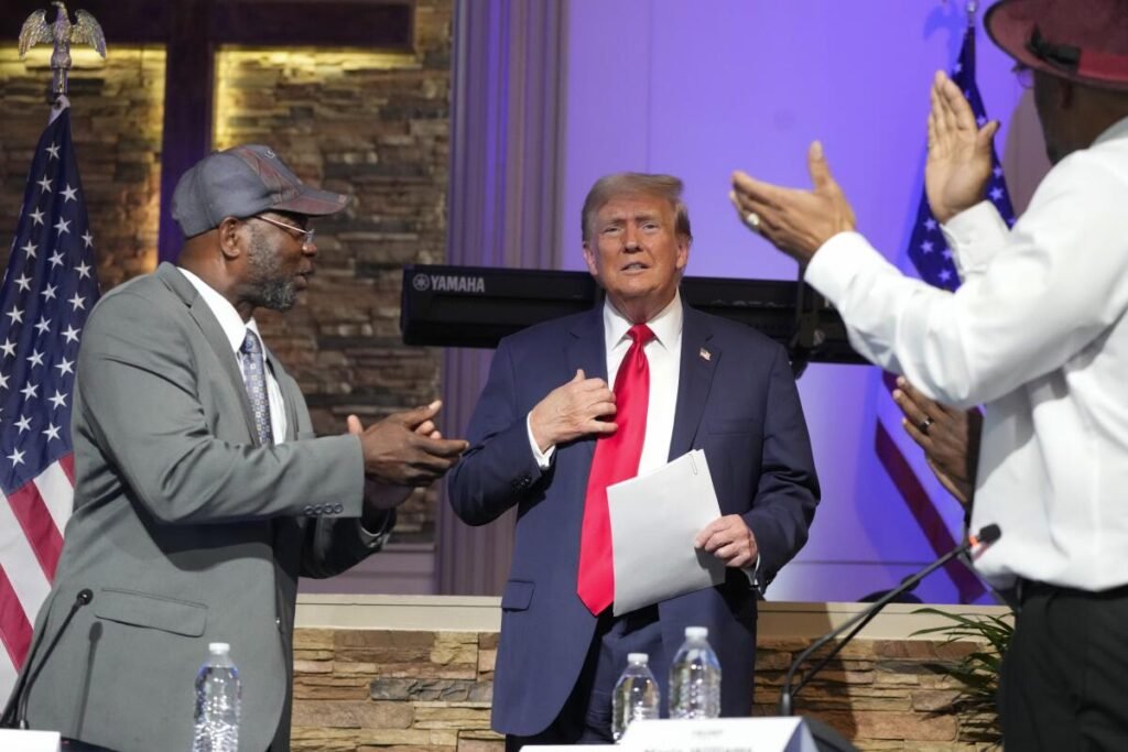 Trump Blasts Immigrants for Taking Jobs as He Courts Voters at a Black Church, MAGA Event in Detroit